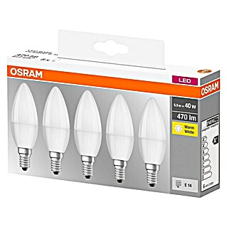 Osram Star LED-Leuchtmittel Classic B (E14, 5,5 W, B37, 470 lm, 5 Stk.)