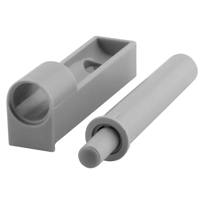 Walteco Möbeltürdämpfer - L x B x H: 20 x 12 x 1 mm - Grauer Möbel-Schnappverschluss mit Montagesockel. Schrankbeschlag für sanftes Öffnen und Schließen von Türen und Schubladen.
