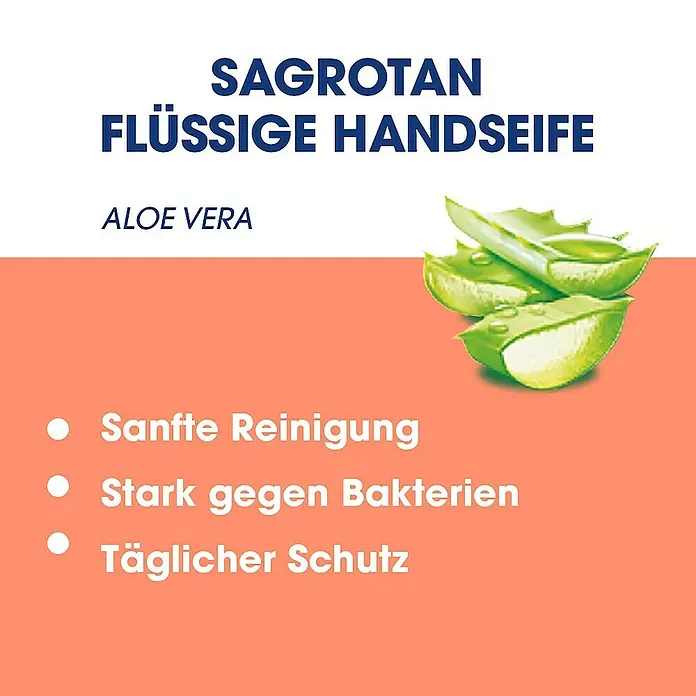 Sagrotan Flüssigseife Sanft zur Haut - Aloe Vera, 250 ml - Sagrotan Flüssige Handseife Aloe Vera bietet sanfte Reinigung, starken Schutz gegen Bakterien und täglichen Schutz für Ihre Hände.