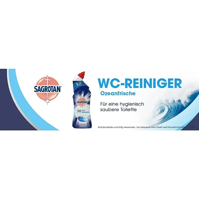 Sagrotan WC-Reiniger - Ozeanfrische, 750 ml, Flasche - Abbildung einer Sagrotan WC-Reiniger Ozeanfrische Flasche. Für eine hygienisch saubere Toilette und frischen Duft.