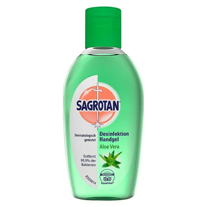 Sagrotan Desinfektionsreiniger für Hände - Aloe Vera, 50 ml - Sagrotan Desinfektionsmittel Handgel mit Aloe Vera zur Reinigung und Desinfektion der Hände und Beseitigung von 99,9% der Bakterien.