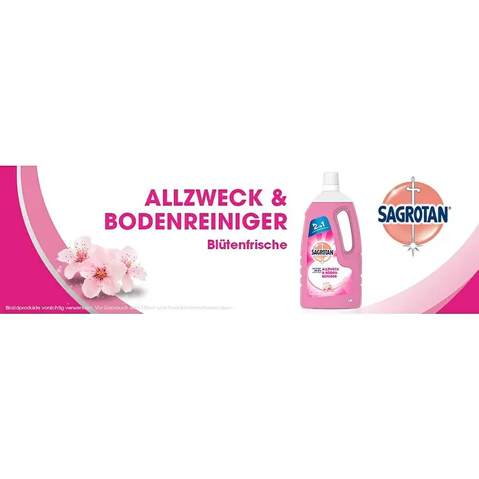 Sagrotan Allzweckreiniger - Blütenfrische, 1,5 l, Flasche - Allzweck- & Bodenreiniger Sagrotan Blütenfrische: Ein rosa Reiniger für streifenfreie Sauberkeit und einen frischen Duft im ganzen Haus.