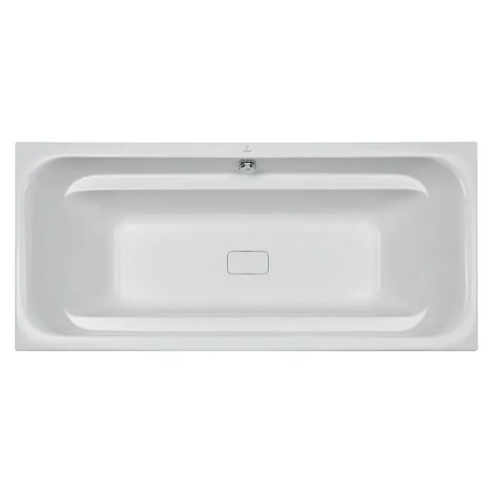 Camargue Badewanne Atlanta - 200 x 90 cm, Sanitäracryl, Weiß - Draufsicht auf eine rechteckige weiße Badewanne mit minimalistischem Design, ideal für moderne Badezimmer.