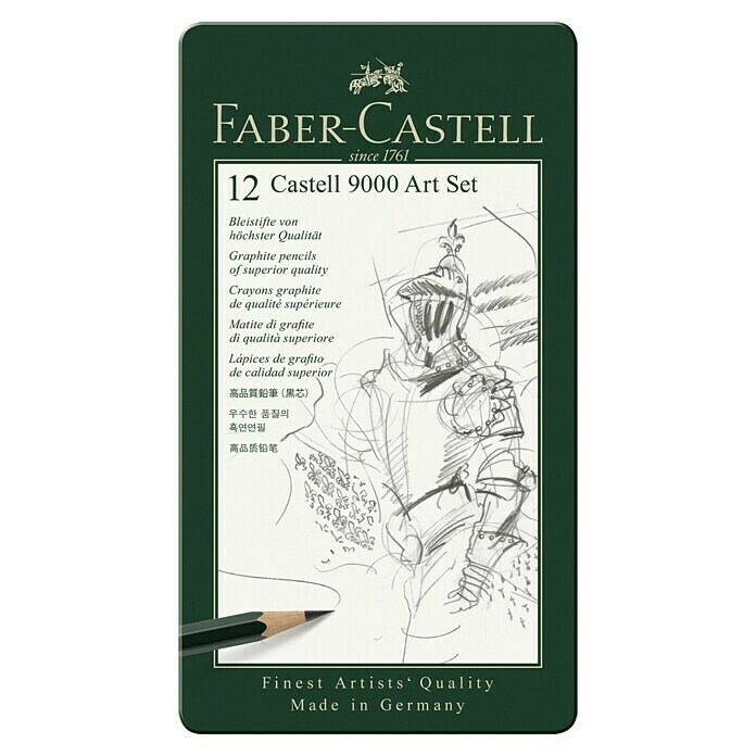 Faber-Castell Bleistift-Set Castell 9000 Art Set12 Stk., Schwarz Front View