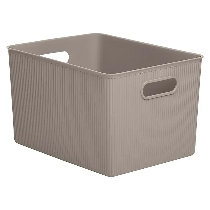 Tatay Baobab Cesta para la ropa - 29,4 x 38,5 x 23 cm, Plástico, Taupe - Una simple caja de almacenamiento de plástico color taupe con asas prácticas para una fácil organización en toda la casa.