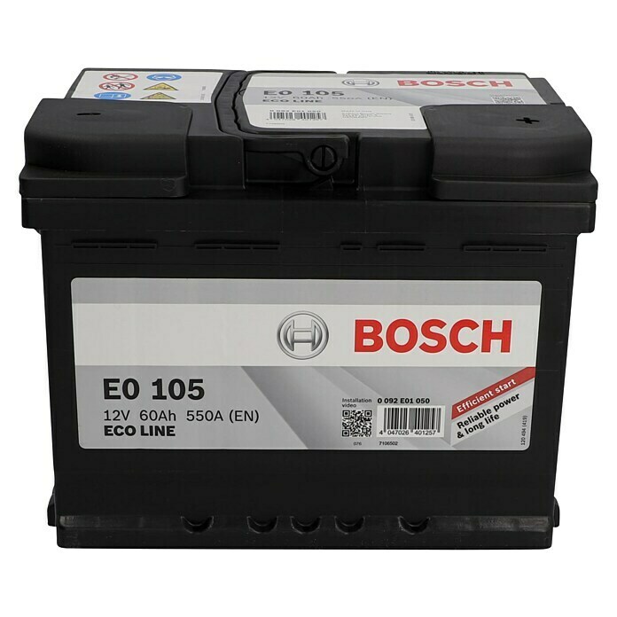 Bosch Autobatterie Eco Line SLIKapazität: 60 Ah, 12 V, Ergonomischer Tragegriff Front View