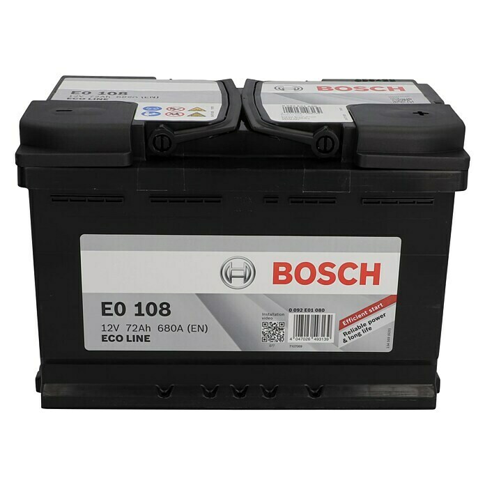 Bosch Autobatterie Eco Line SLIKapazität: 72 Ah, 12 V, Ergonomischer Tragegriff Front View