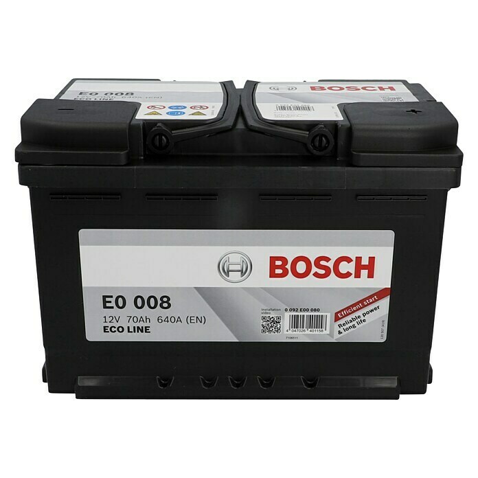 Bosch Autobatterie Eco Line SLIKapazität: 70 Ah, 12 V, Ergonomischer Tragegriff Front View