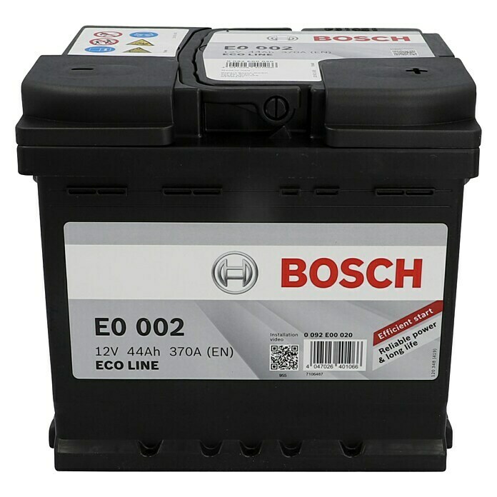 Bosch Autobatterie Eco Line SLIKapazität: 44 Ah, 12 V, Ergonomischer Tragegriff Front View