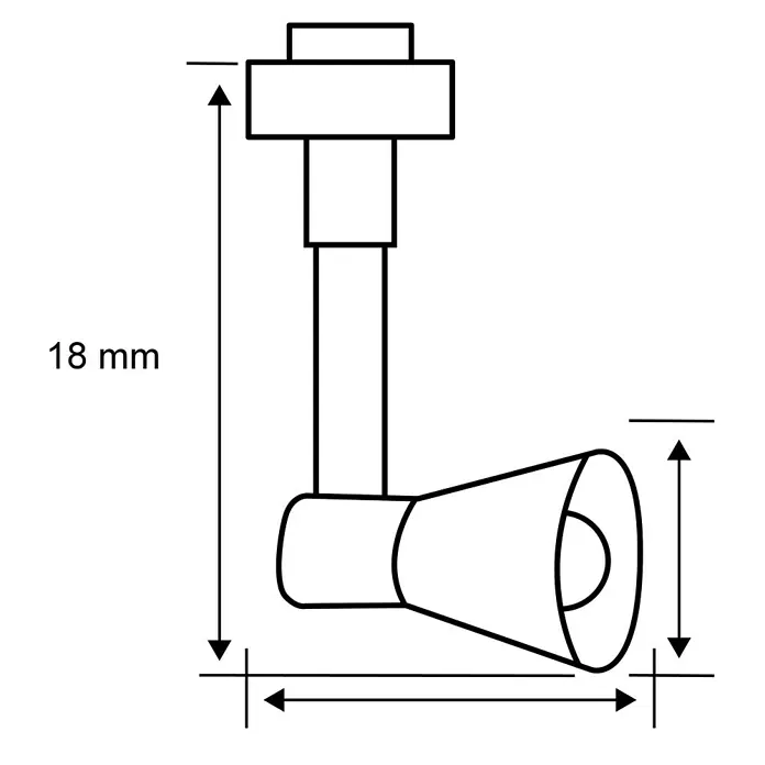Paulmann URail Gleiter - 10 cm, Metall, Chrom matt - Schema einer Miniatur-Deckenleuchte mit Maßen.
