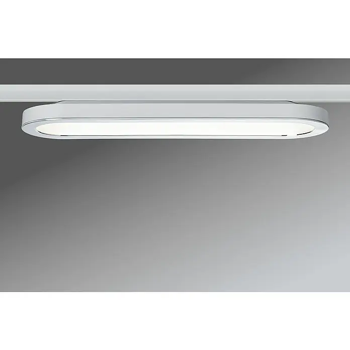 Paulmann URail LED-Panel Loop - 8 W, Weiß, L x B x H: 380 x 110 x 35 mm - Eine moderne, längliche LED-Deckenleuchte in Weiß und Chrom, die ein helles, gleichmäßiges Licht abgibt und für eine stilvolle Beleuchtung sorgt.