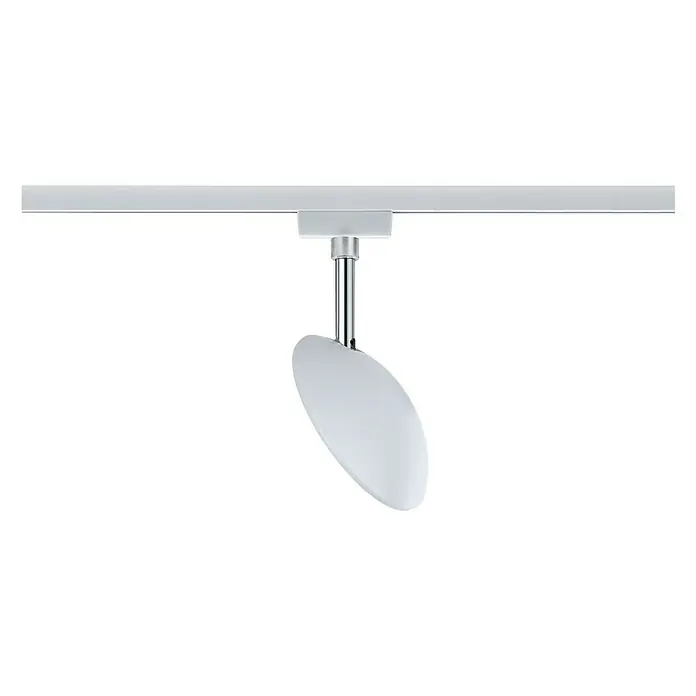 Paulmann URail LED-Spot Sphere - Weiß, Chrom, L x B x H: 32 x 119,8 x 183 mm - Nahaufnahme einer modernen, weißen LED-Schiene mit Spot, ideal für stilvolle Akzentbeleuchtung in jedem Raum.