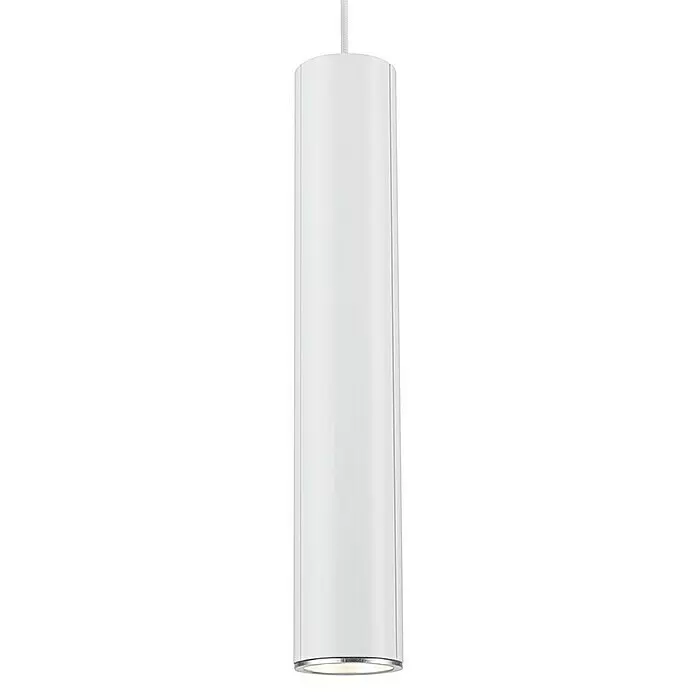 Paulmann URail Pendelleuchte Catalejo - Chrom matt, Höhe: 160 cm - Weiße zylindrische LED-Pendelleuchte mit silbernem Abschluss unten.