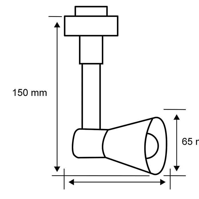 Paulmann URail Foco LED para riel Pipe - GU10, Blanco - Ilustración de una lámpara de techo, de 150 mm de altura y 65 mm de diámetro para la luminaria.