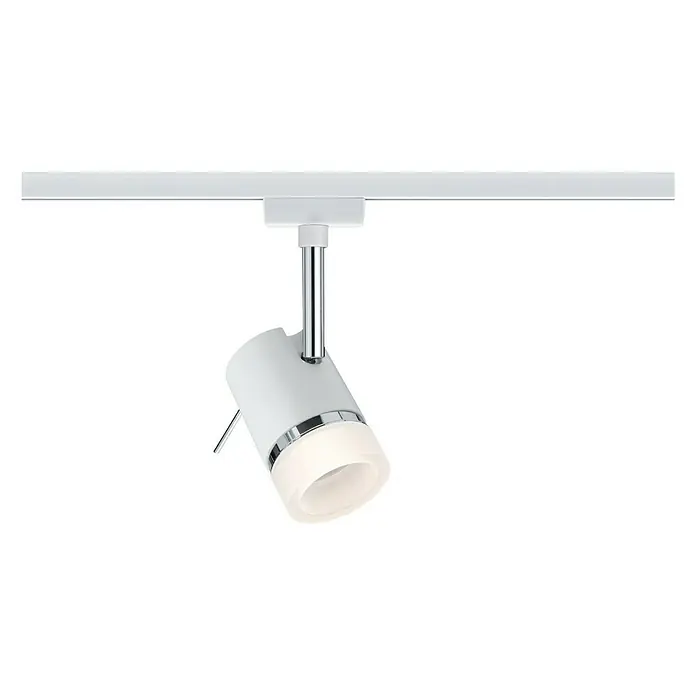 Paulmann URail LED-Spot Pipe - GU10, Weiß, Chrom - Weißer LED-Strahler an einer Schiene, der Licht nach unten wirft und einen modernen Akzent für jeden Raum bietet.