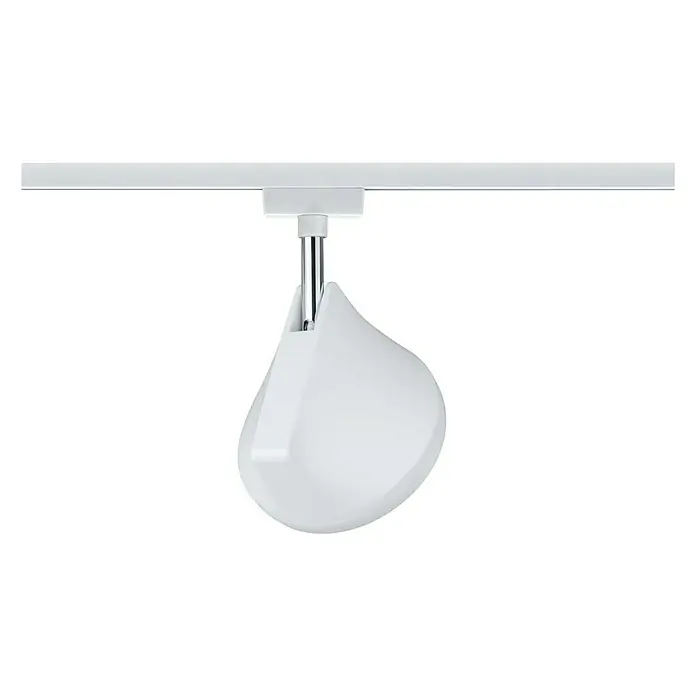 Paulmann URail LED-Spot Arena - 15 W, Weiß, Chrom, 78 x 123 x 191 mm, Warmweiß - Moderne LED-Schiene mit tropfenförmigem, weißem Spot für flexible Beleuchtungslösungen.