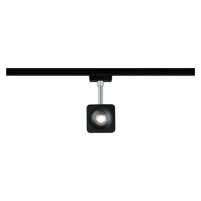 Paulmann URail LED-Spot Cube - 8 W, Schwarz, L x B x H: 47 x 77 x 165 mm - Schwarzer quadratischer LED-Strahler an einer schwarzen Schiene, der ein helles Licht ausstrahlt. Modernes Design für stilvolle Beleuchtung.