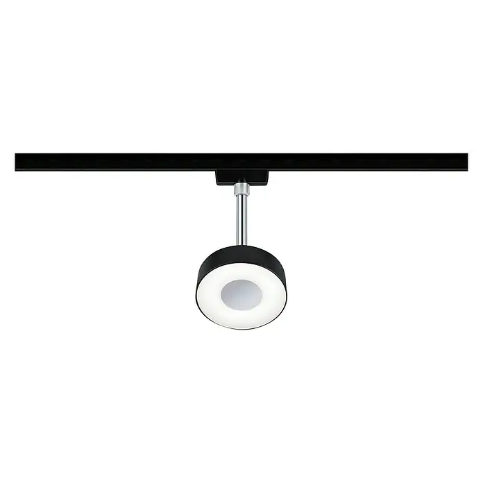 Paulmann URail LED-Spot Circle - 5 W, Schwarz, Chrom, Neutralweiß - Schwarze Schienenleuchte mit chromfarbenem Halter und ringförmigem LED-Licht für moderne Beleuchtung in jedem Raum.