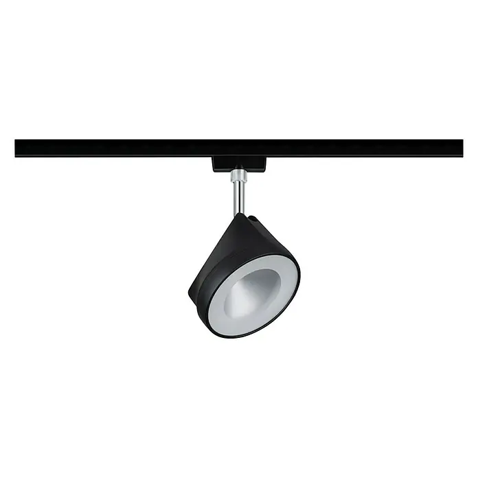 Paulmann URail Foco LED para riel Arena - 14 W, Negro, 78 x 123 x 191 mm, Blanco neutro - Foco LED negro montado en un riel, con reflector plateado. Iluminación elegante para interiores modernos.