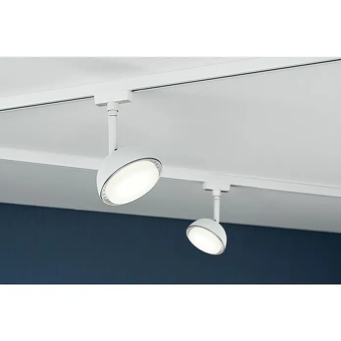 Paulmann URail LED-Spot Hemi - 5 W, Weiß, L x B x H: 56 x 100 x 170 mm - Weiße LED-Strahler an einer Schiene an einer Decke, die ein modernes und helles Ambiente schaffen. Ideal für die Akzentuierung von Bereichen.