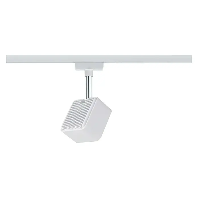 Paulmann URail LED-Spot Cube - 8 W, Weiß, Chrom, L x B x H: 47 x 77 x 165 mm - Weißer Strahler an einer Schiene. Modernes Design für die Deckenbeleuchtung, ideal für Akzentbeleuchtung in Wohnräumen.