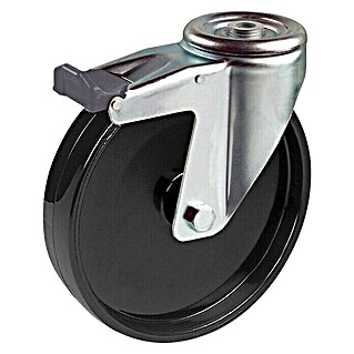 Zakretni kotač za transportna kolica s kočnicom (Promjer kotačića: 125 mm, Nosivost: 200 kg, Valjkasti ležaj)
