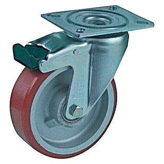 Zakretni kotač za transportna kolica s kočnicom (Promjer kotačića: 125 mm, Nosivost: 300 kg, Kuglični ležaj)