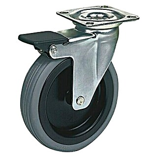 Zakretni kotač za transportna kolica s kočnicom (Promjer kotačića: 100 mm, Nosivost: 80 kg, Klizni ležaj)