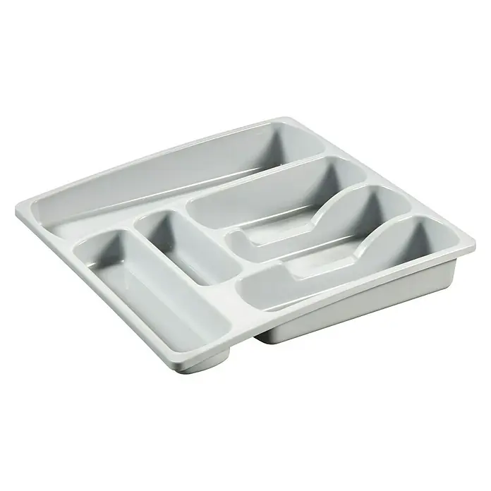 Curver Besteckkasten - L x B x H: 39 x 38 x 6,5 cm, Kunststoff, Grau, Anzahl Fächer: 6 Stk. - Besteckkasten aus Kunststoff mit Fächern für die Aufbewahrung von Besteck, Küchenutensilien und mehr. Praktische Küchenorganisation.