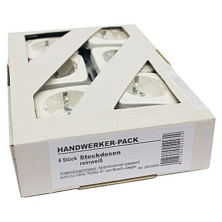 Steckdose Handwerker-Pack K993817 (Reinweiß, 1-fach, Kunststoff, Unterputz, 6 Stk.)