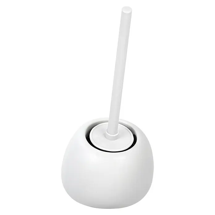 Wenko WC-Bürstengarnitur Posina - Silikon, Weiß - Eine elegante, weiße WC-Garnitur mit einem minimalistischen Design, bestehend aus einer Bürste und einem passenden Behälter für jedes moderne Badezimmer.