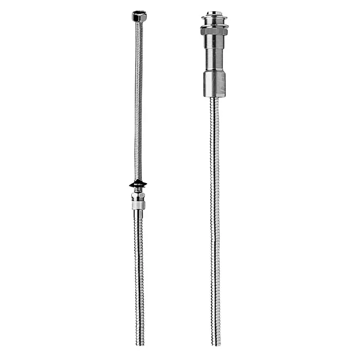 Hansa Brausehalter zur Wannenrandmontage - Metall, Chrom - Zwei flexible Wasserhähne aus Edelstahl, die Sanitäranlagen unterstützen und sich durch hohe Qualität und einfache Installation auszeichnen.