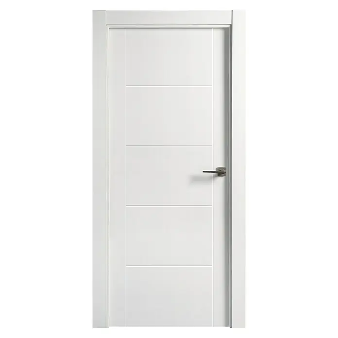 Solid Elements Puerta interior Berlín - 72,5 x 203 cm, Izquierda, Blanco, Maciza - Elegante puerta interior blanca con un diseño moderno y un tirador estilizado. Perfecta para un hogar contemporáneo.