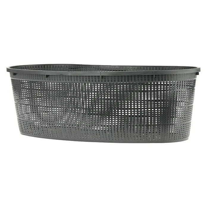 Oase Pflanzkorb - Oval, 45 cm, 12 l - Abgebildet ist ein länglicher, schwarzer Wäschekorb mit einem durchbrochenen Muster, ideal für den Haushalt und die Wäschepflege.