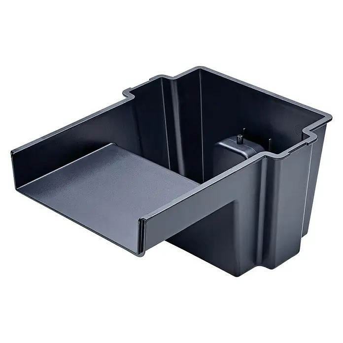 Pontec Einbau-Wasserfall Pondofall - 32,5 x 27 x 16 cm - Hier ist eine Aufnahme eines schwarzen Wasserauffangbehälters für Kaffeemaschinen, der das überschüssige Wasser auffängt.