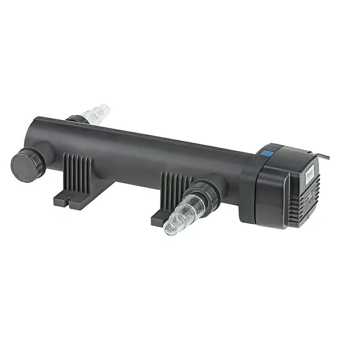 Oase Vitronic Vorklärgerät UVC - Leistung: 36 W - Eine Close-up Aufnahme des Oase Vitronic UVC Wasserklärers für klare Teiche und gesunde Fische.
