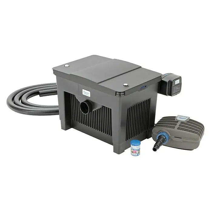 Oase BioSmart Durchlauffilter Set 18000 - Teichgröße: 18 m³ - Oase Filteranlage mit Pumpe, Schlauch und Zubehör für sauberes Teichwasser.