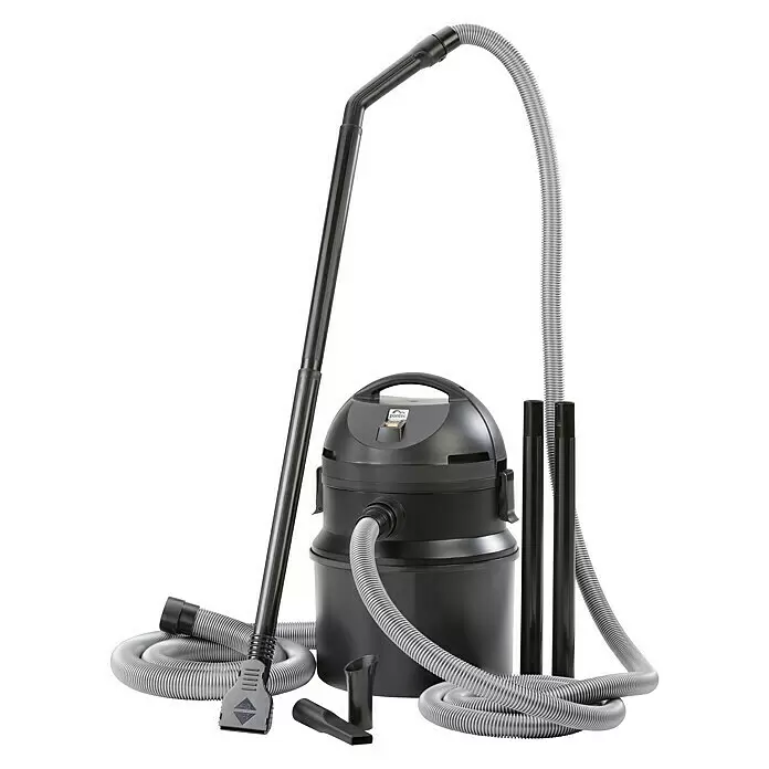 Pontec Teichschlammsauger Pondomatic - 1.400 W, 30 l - Schwarzer Teichsauger mit grauem Wellschlauch, zwei Verlängerungsrohren und zwei Düsen.