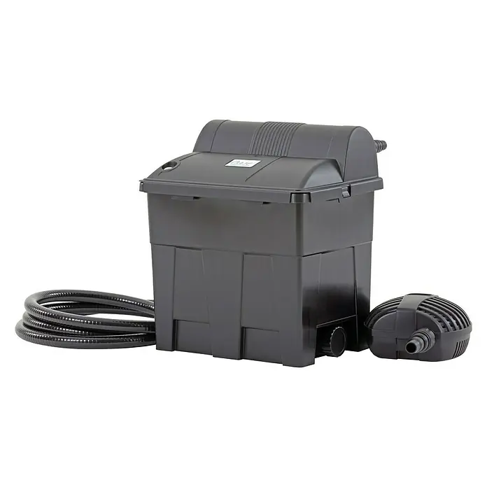 Oase Durchlauffilter BioSmart Set 7000 - 40 W, Teichgröße: 7 m³ - Schwarzer Teichfilter mit Pumpe und Schlauch für sauberes Teichwasser, ideal für kleine bis mittelgroße Gartenteiche.