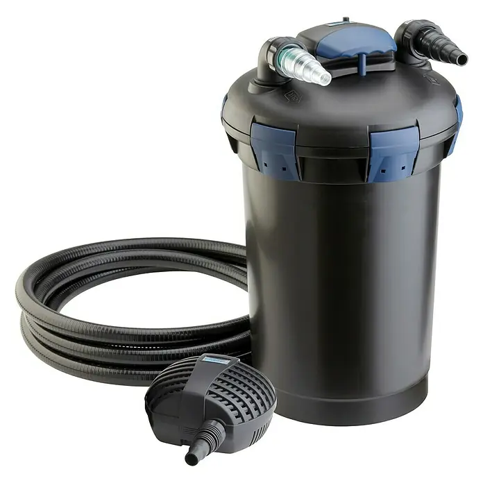 Oase Druckfilter BioPress Set 10000 - 70 W, Teichgröße: 10 m³ - Oase FiltoClear Teichfilter-Set, ein komplettes System für sauberes Teichwasser mit Pumpe und Schlauch.