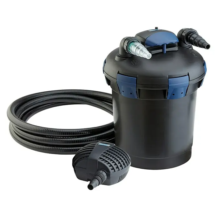 Oase Druckfilter BioPress Set 6000 - 40 W, Teichgröße: 6 m³ - Ein Teichfilter-Set mit Pumpe und Schlauch. Das Set sorgt für sauberes und gesundes Wasser in Ihrem Gartenteich.