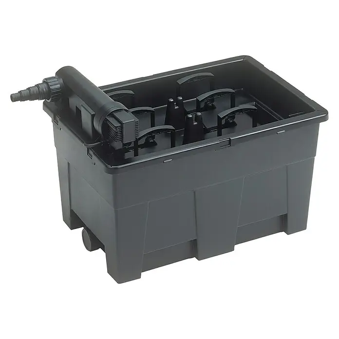 Neptun Premium Durchlauffilter Premium - 70 W, Teichgröße: 15 m³, Leistung UVC-Klärer: 14 W - Ein dunkler Teichfilter für Gartenteiche, ideal für die Reinigung und Filterung von Teichwasser und zur Förderung eines gesunden Ökosystems.