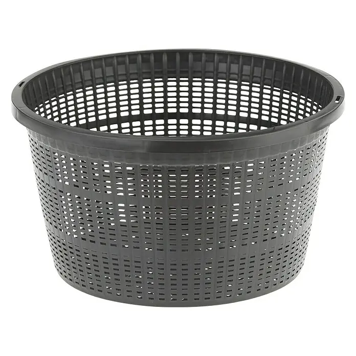 Oase Pflanzkorb - Rund, 22 cm, 5 l - Schwarzer Wäschekorb aus Kunststoff mit Lochmuster. Der Korb hat einen verstärkten Rand und eine konische Form.