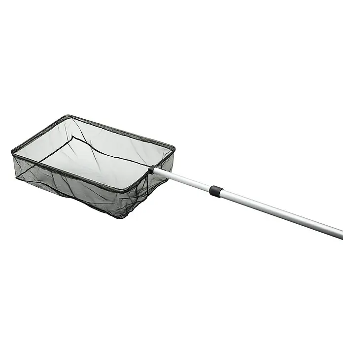 Oase Teichkescher - Aluminium, 38 x 26 cm - Kescher mit silberfarbenem Griff und schwarzem Netz. Ein nützliches Werkzeug für Aquarien oder Teiche.