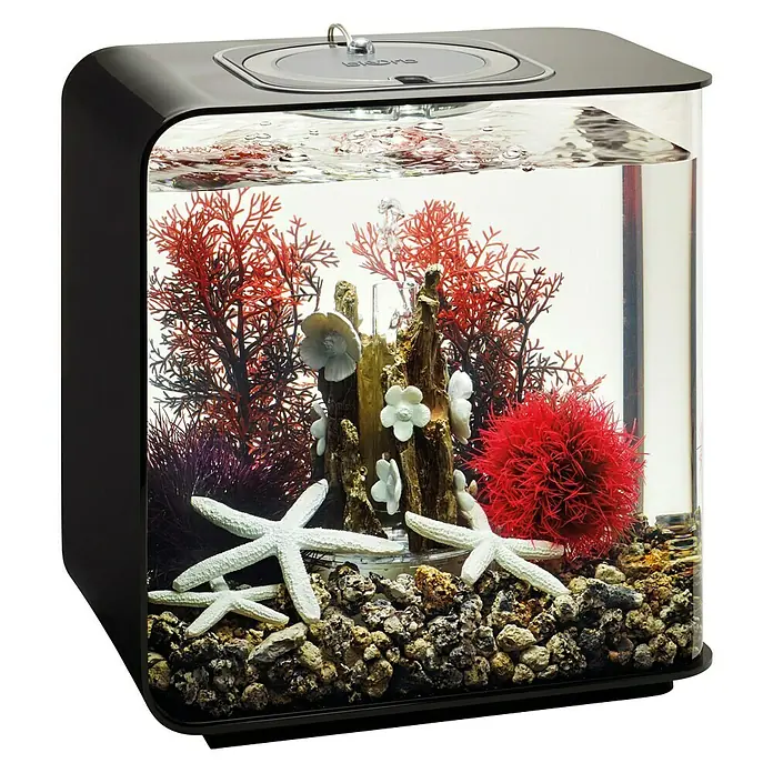 biOrb Deko-Set für Aquarien Red Forest - 8 -tlg., Rot/Weiß, Passend für: Aquarien ab 15 l - Detailaufnahme eines Tetra AquaArt Aquarium mit Dekorationen, die eine maritime Szene darstellen, für einen entspannenden Blickfang.