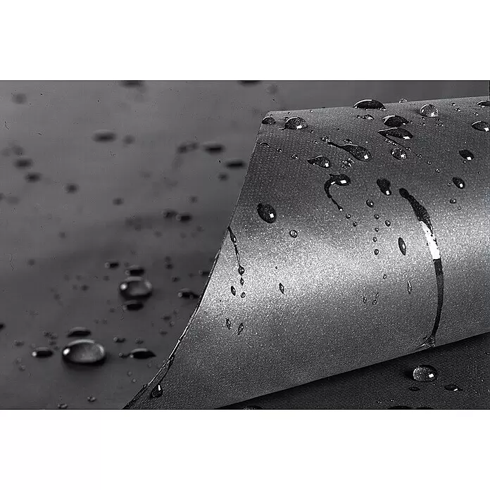 Oase Kautschuk-Teichfolie Meterware - Stärke: 1 mm, Breite: 6,1 m - Dunkles, texturiertes, wasserabweisendes Material mit abperlenden und ablaufenden Wassertropfen.