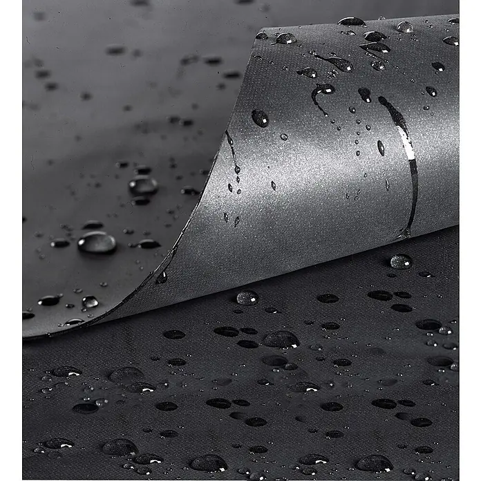 Oase Kautschuk-Teichfolie Meterware - Stärke: 1 mm, Breite: 6,1 m - Wassertropfen auf einer wasserdichten, schwarzen Plane. Ideal zum Abdecken und Schutz vor Nässe.