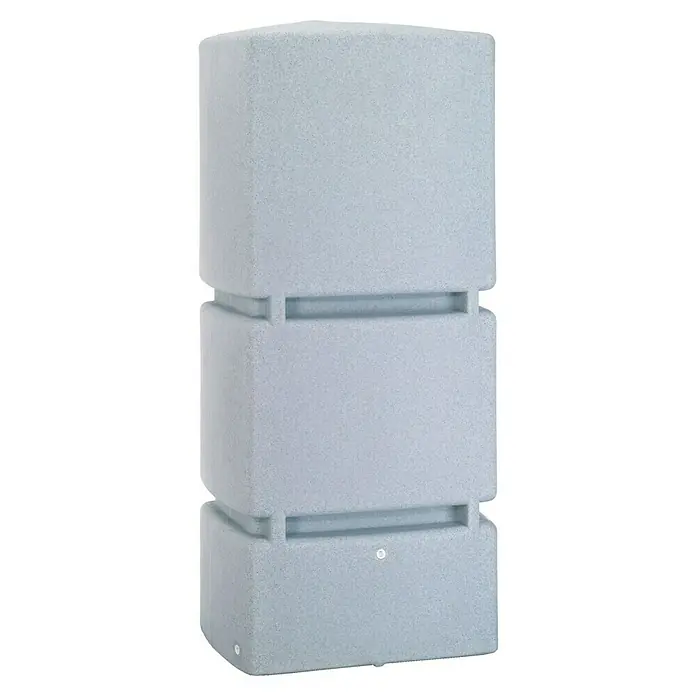 3P Technik Regentonne Jumbo - 800 l, Granit - Aufnahme eines grauen, modularen Regenwassertanks zur effizienten Regenwassernutzung und Wassereinsparung im Garten.