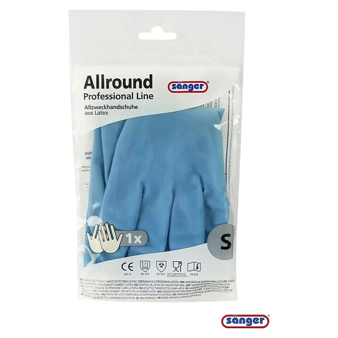 Sänger Professional Line Haushaltshandschuhe Allround - S, Blau, Latex - Allround Latexhandschuhe Professional Line in Größe S.