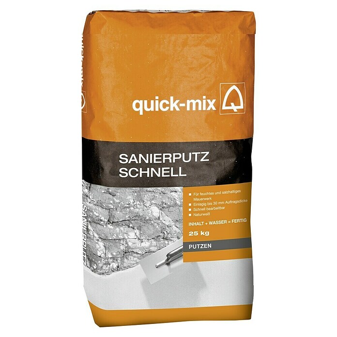 Quick-Mix Sanierputz Schnell (25 kg, Mineralisch, Innen)